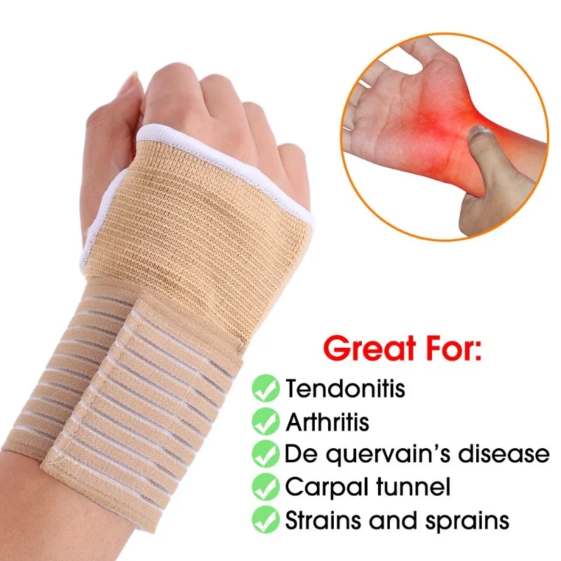 1/2Pairs Elastic Bandage Wrist Guard Support Arthritis Sprain Band Carpal Protector Hand Brace Accessories Sports Wristband