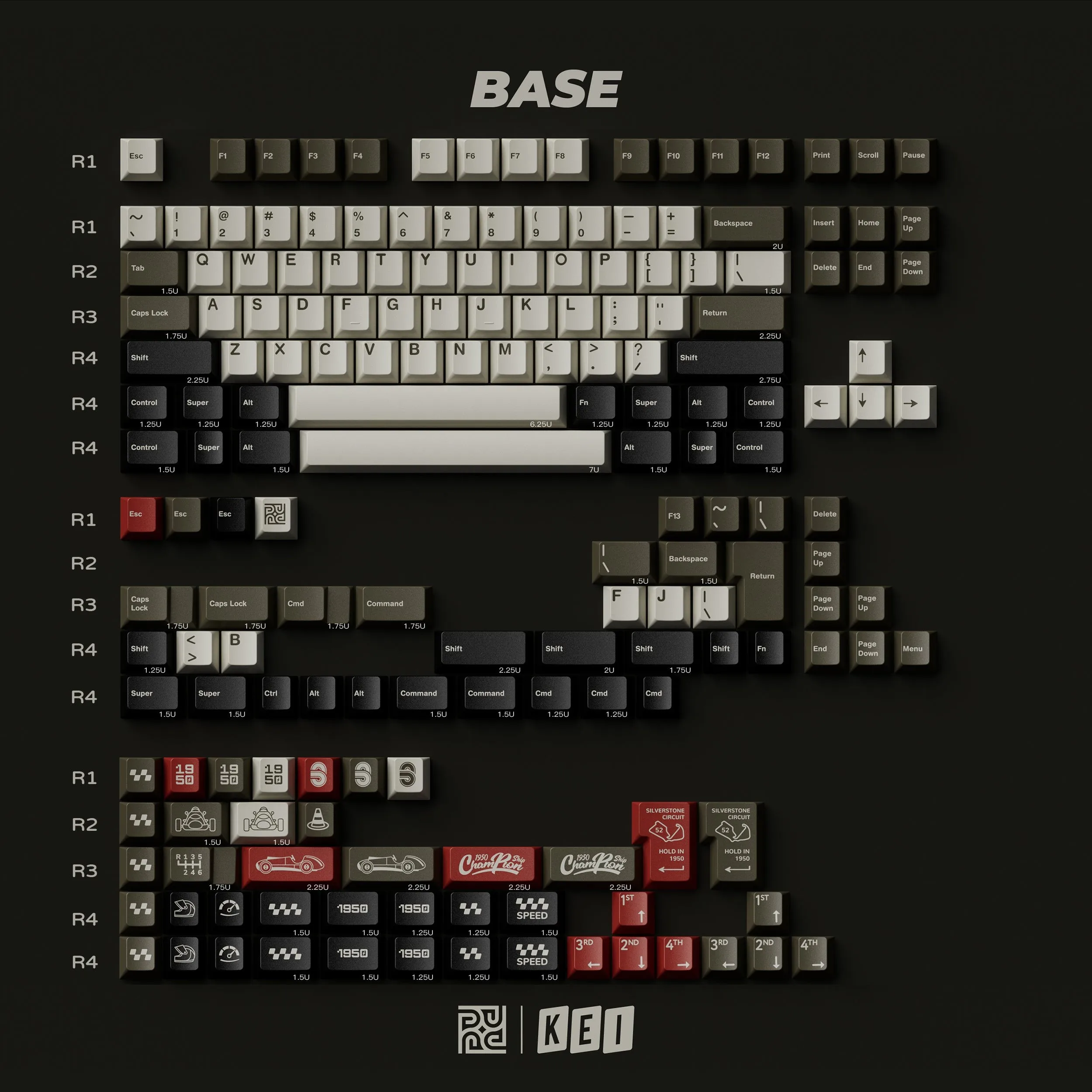 [Base kit/Deskmat] PBTfans 1950 PBT material Doubleshot Cherry Profile MX-style Keycaps KBDfans / Smooth Cloth Top Desk Pad