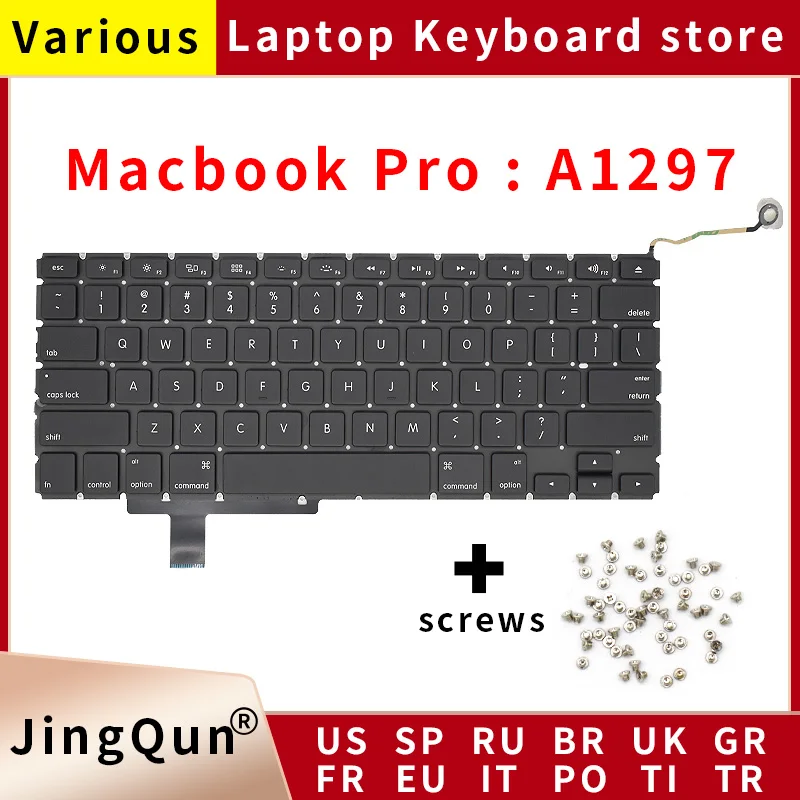 

New US/UK/RU/GR/FR/SP/BR/IT/PT/PO/TR/TI Laptop Keyboard For Apple Macbook Pro 17" A1297 Replacement Notebook Keyboard