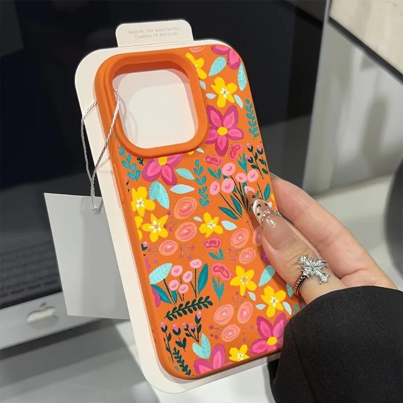 

Flower Lichee Pattern Phone Case For iPhone 17 16 15 14 Pro Max 13 12 11 XS X XR 16E 16 Plus Air Shockproof Soft Silicone Cover