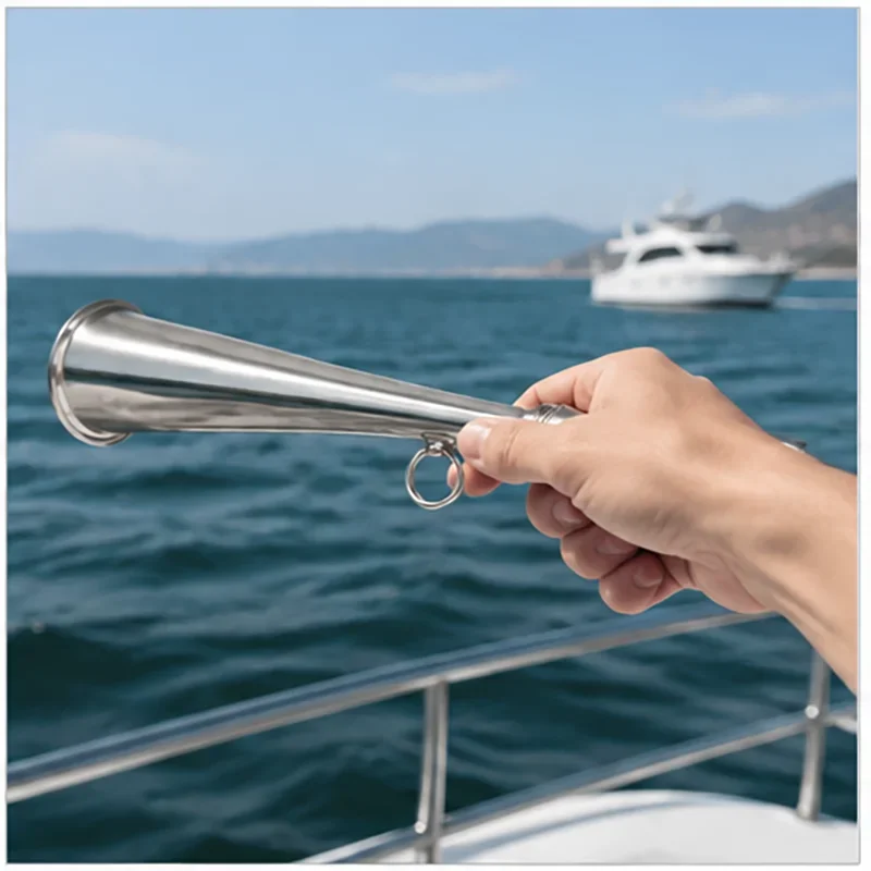 Marine Fog Horn 304 Stainless Steel Handheld Boat Safety Signal Horn with Removable Mouthpiece for Yacht Ship Emergency Accessor