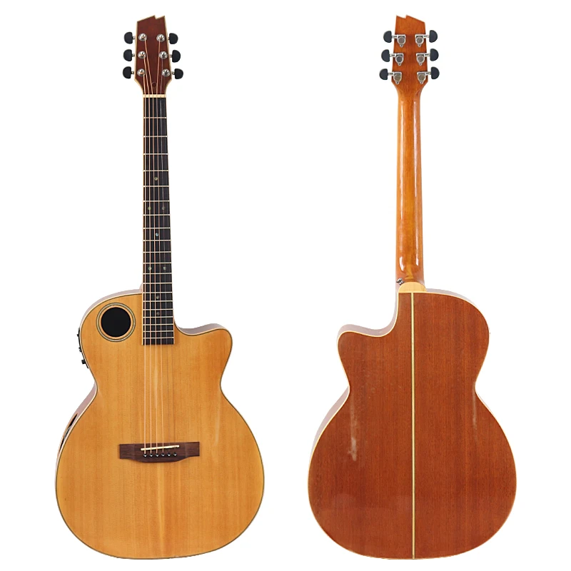 Stock 6 Strings Acoustic Guitar 40 Inch Solid Wood Top Folk Guitar Good Handicraft With Flaw