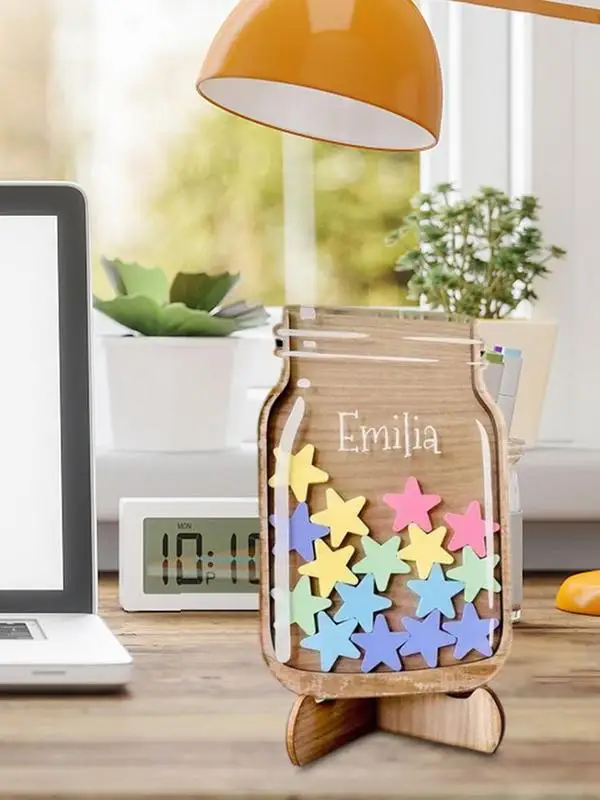 Star Reward Jar Star Classroom Wooden Reward Jars Kid Reward Jar Cute Interactive Behavior Chart For Home School Portable Reward