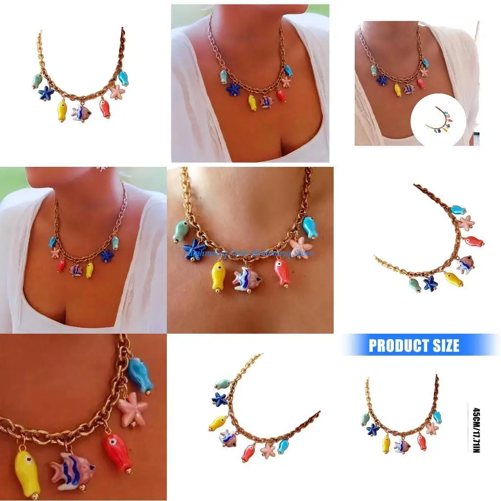 573B قلادة الأسماك الأنيقة ذات الطابع السمك المصنوع من الفولاذ المقاوم للصدأ واللكنة السيرامي #1