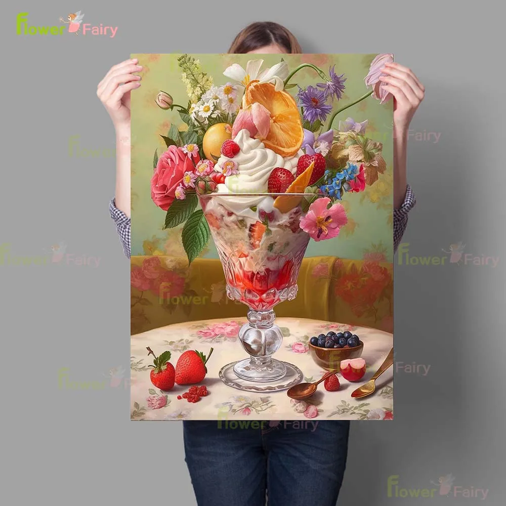Cake Ice Cream Dessert Shop Bakery Poster Prints Wall Art Canvas Painting Home Decor Wall Pictures For Living Room Unframed