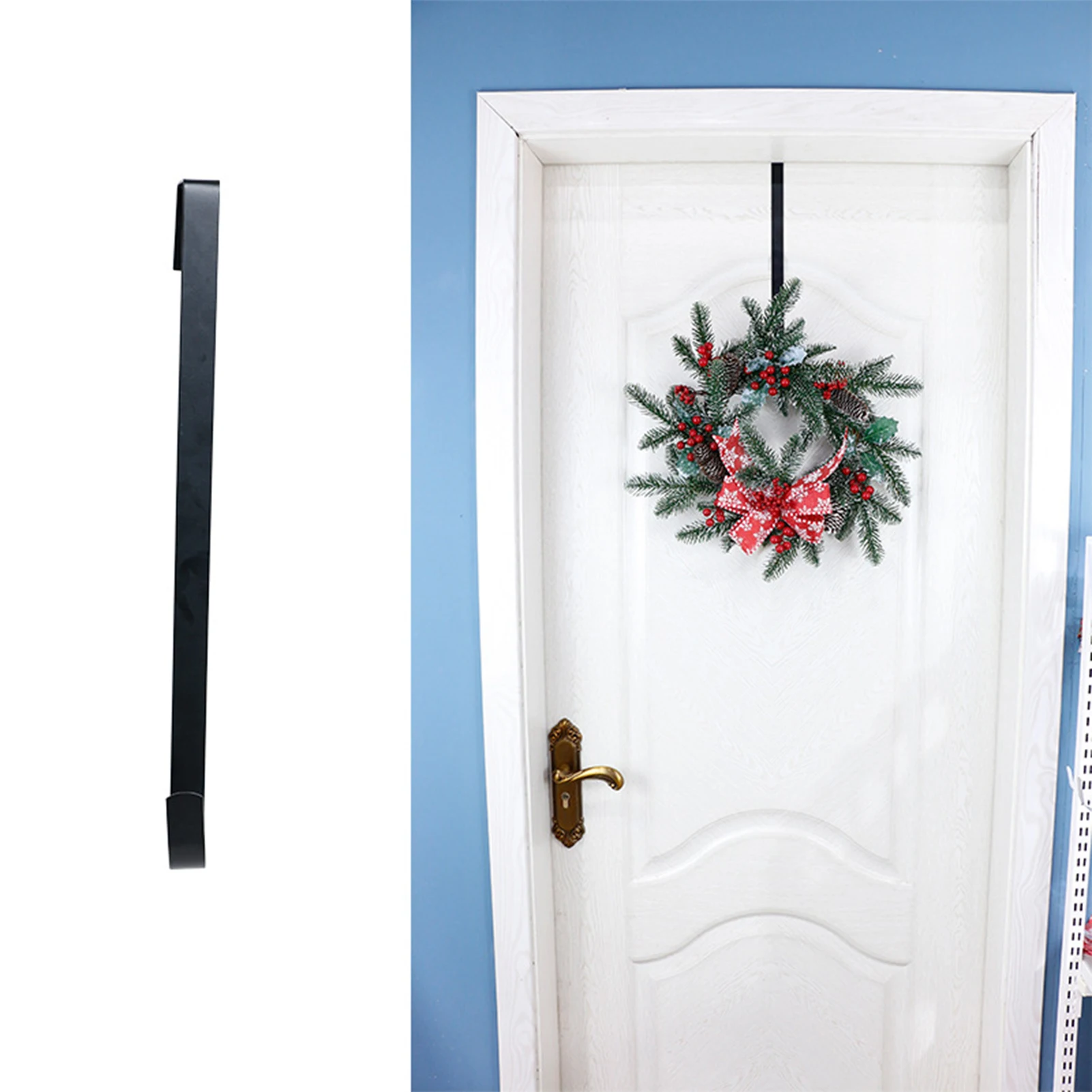 Over the Door Wreath Hanger Metal Made Slim Hook Hanging Organizer Storage Systems Home Décor Accents