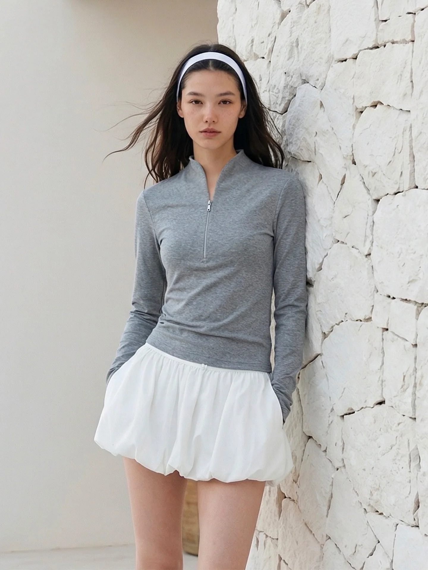 

Женская приталенная футболка с длинным рукавом из шерсти и лиоцелла, со скрытым воротником, в стиле Zen, для повседневной носки, премиум-качество, приятная к телу, дышащая