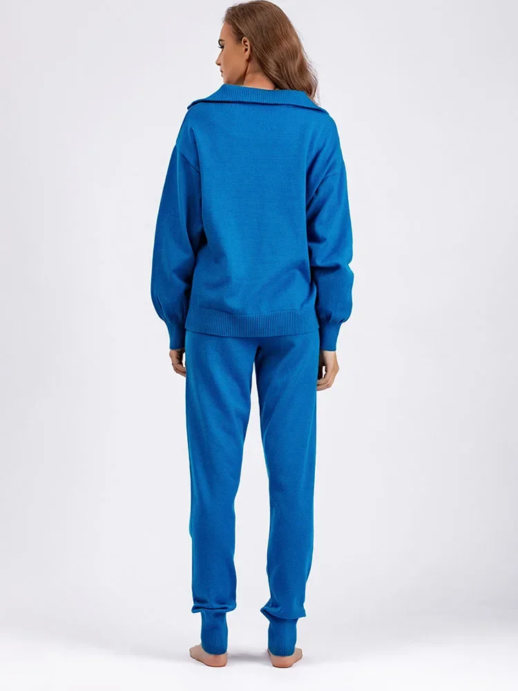 

Комплект свитера для женщин, осенне-зимняя внешняя торговля, женская одежда, свободный и повседневный вязаный комплект из двух предметов.