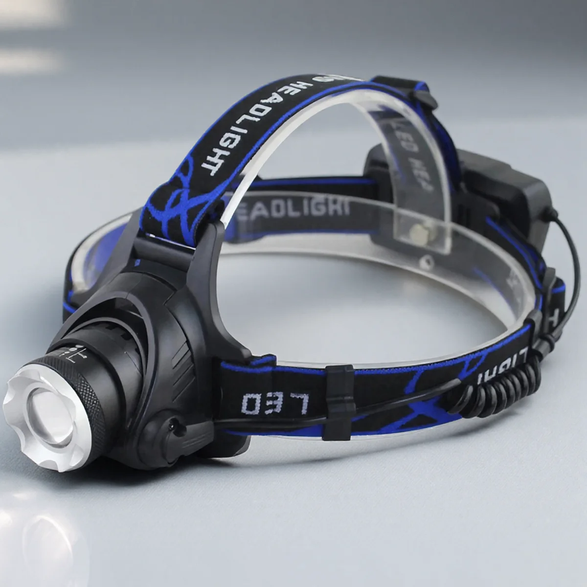 USB Rechargeable Telescopic Zoom Headlamp Detachable LED Waterproof Multi Angle Adjustable 3M Security Flashlight