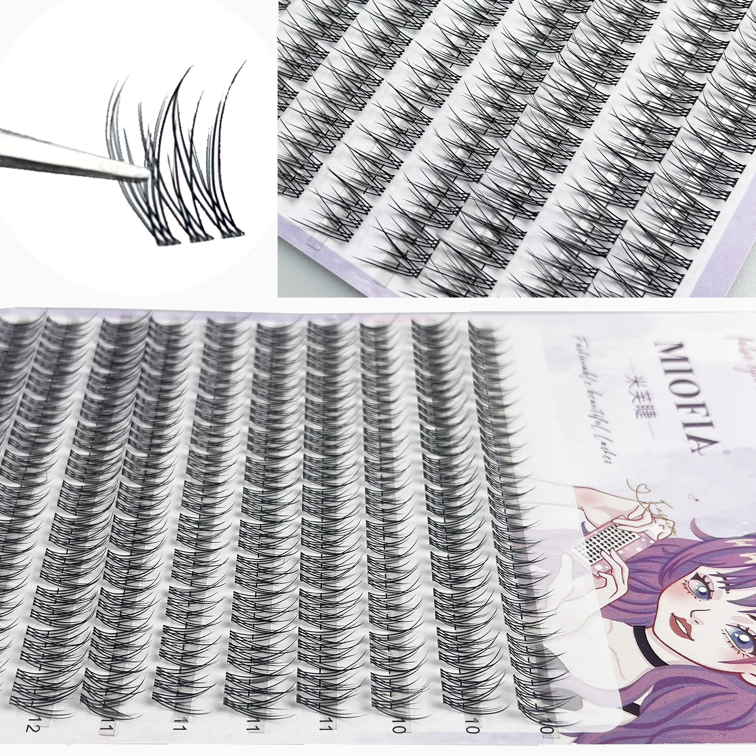 120pcs FishTail False Eyelashes Thick Fluffy Lashes Segmentation Individual Clusters Eyelashes Natural Eyelash Extension at Home