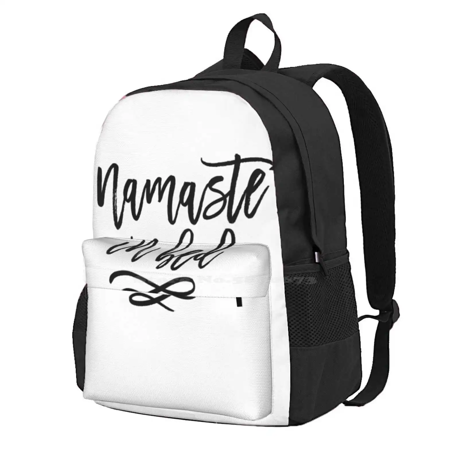 

Namaste In Bed Funny Typography Quote Hot Sale Schoolbag Backpack Fashion Bags Namaste In Bed Typography Funny Quote Lazy Black