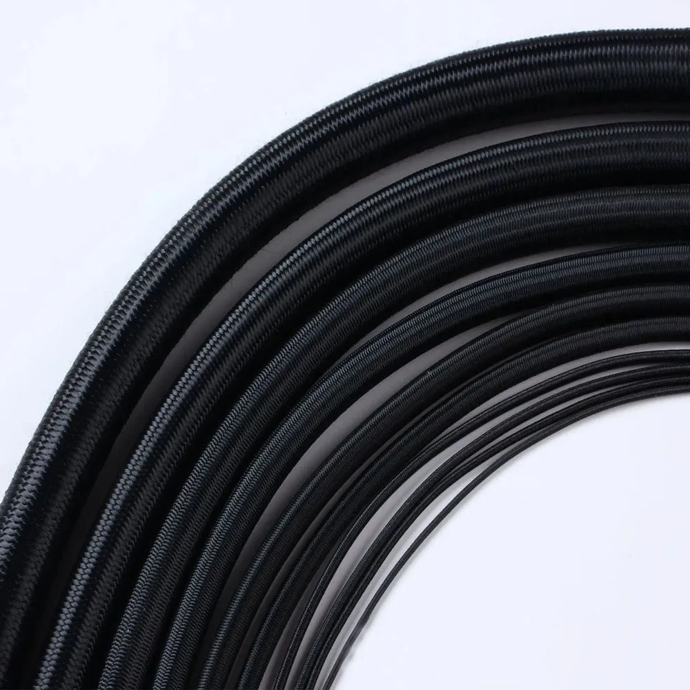 Schwarzes, starkes, elastisches Bungee-Seil, dehnbare Schnur, Marine-Qualität, Planen-Spanngurte für Camping, Anhänger, Schuhbänder – Detail 7