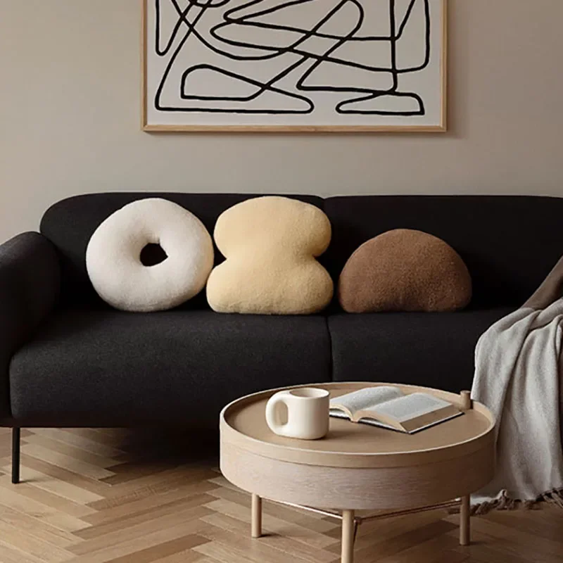 

Office Waist Cushion Sofa Head Cushions With A Lovely Personality Simple Solid Geometric Plush Pillow Home Decoration подушка