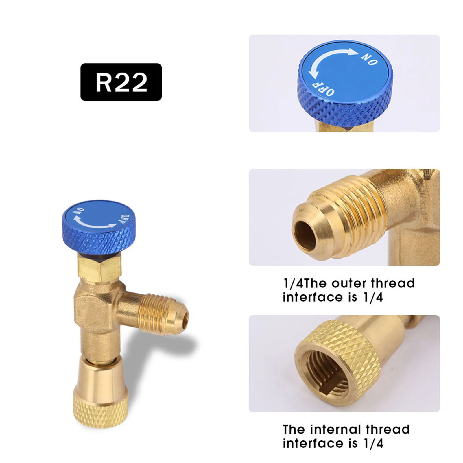 1/4  Control Valve R22 Refrigerant Valve 1/4''  Control Valve for Refrigerant Charging Hose R22  Control Valve