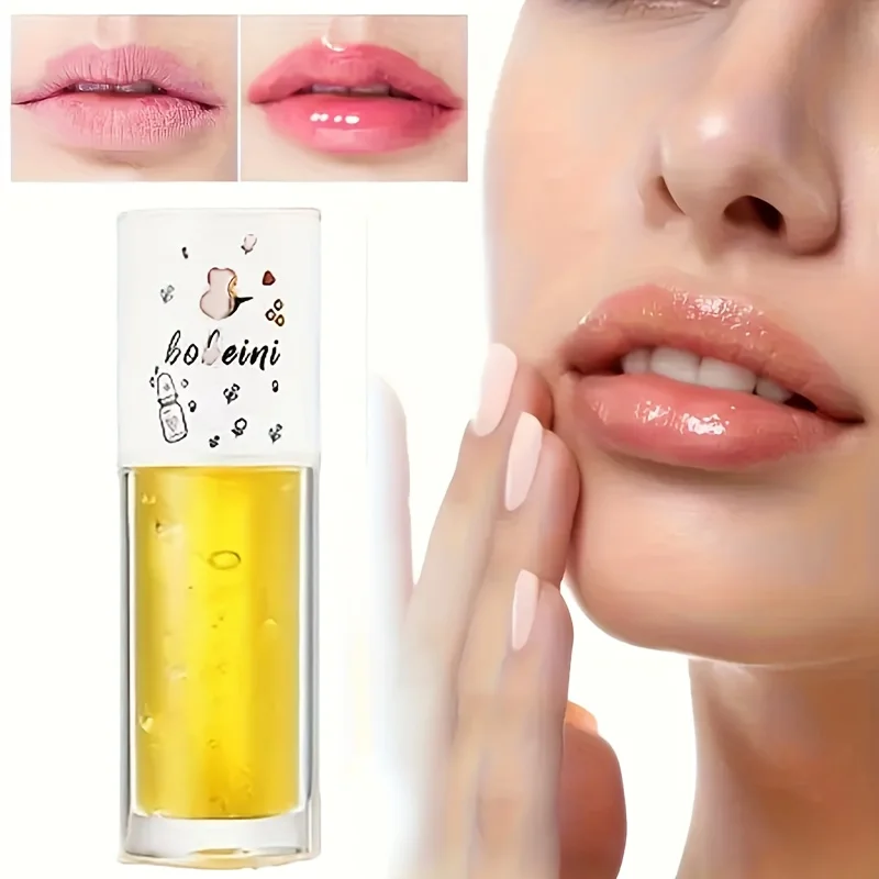 Long-lasting non-stick Lip Oil-Radiant lip balm, peach honey, party daily/special events-Ideal gift for women, pink/yellow tones