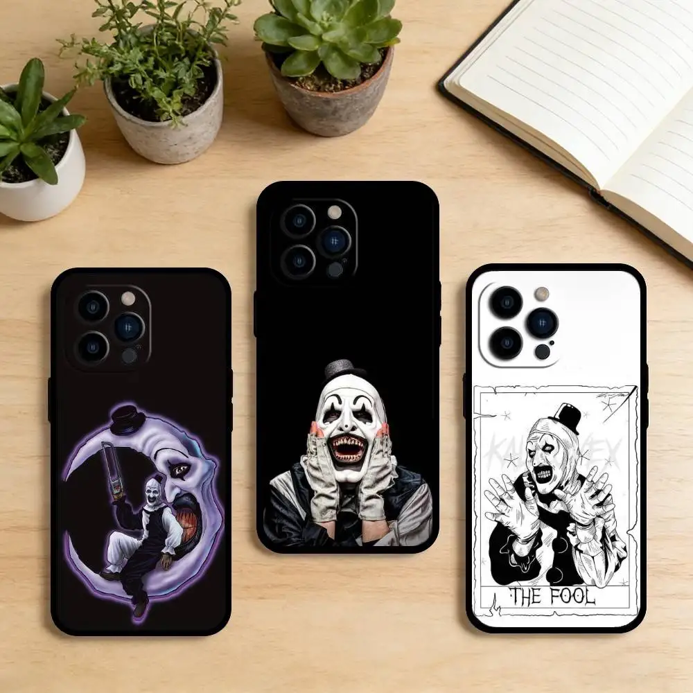 

AAA The-Clowns-horrors-T-Terrifier Phone Case For iPhone 17,16,15,14,13,12,11 Plus,Pro Max,XS,Soft Silicone Black Cover