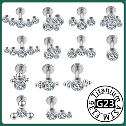 G23 Titanium Piercing Labret Lip Stud Zircon 16g Small Ear Stud For Women Cartilage Helix Lobe Earrings Body Piercing Jewelry