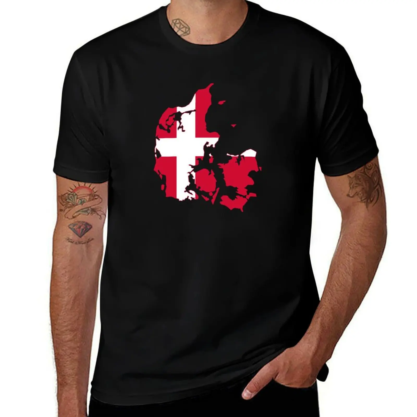 

Flag Map of Denmark T-Shirt t shirt custom print man t shirt designer t shirts for man graphic tees T-Shirt
