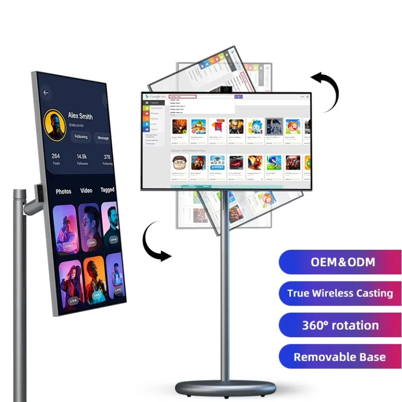 

Портативный смарт-телевизор с сенсорным экраном, 8-ядерный Android 15, портативный телевизор для дома, ЖК-мобильный монитор с сенсорным экраном
