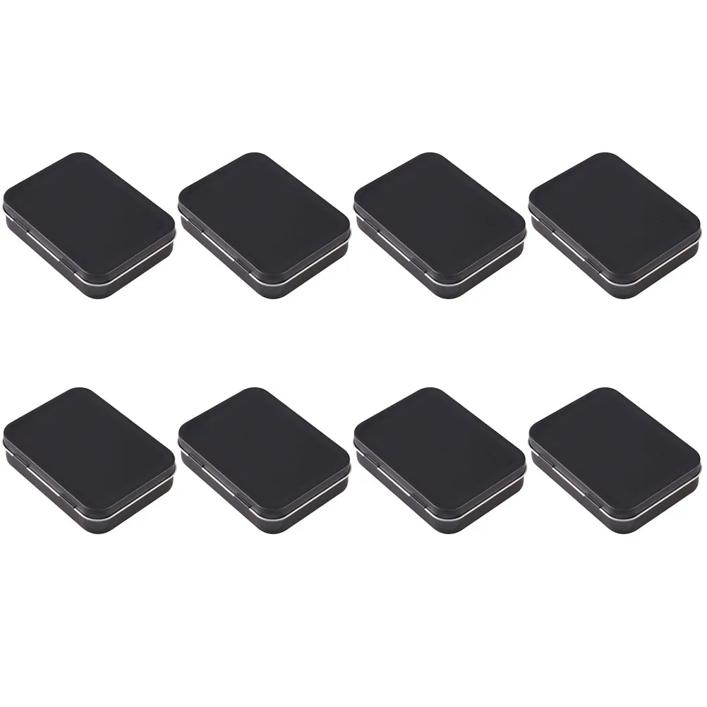 8Pcs Portable Mini Rectangular Tin Storage Boxes Metal Lightweight Leakproof Travel Spice Jewelry Sample Containers