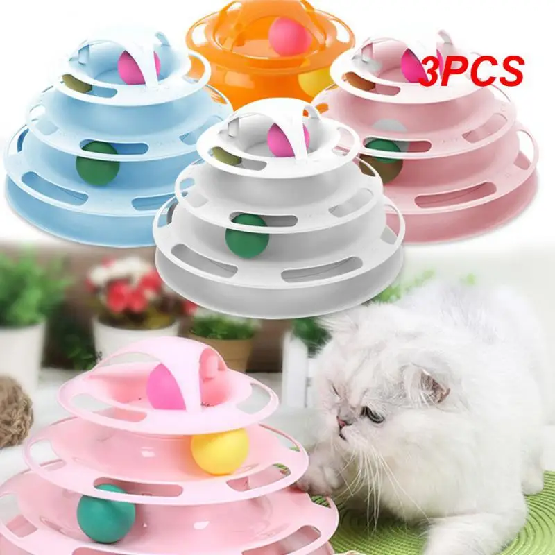 

3PCS Levels turnable Toys for cats accessories Tower Tracks with balls cat toy Interactive Intelligence Training with fun cat