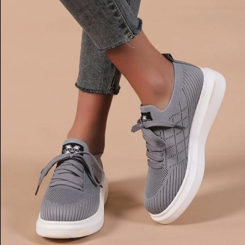 Women\'s Shoes 2022 New Spring and Autumn Sports Shoes Low Heel Platform Shoes Mesh Breathable Casual Shoes Light Walking Shoes