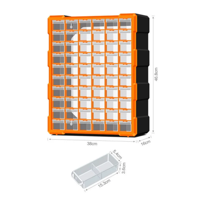 LEADLOONG 60 Grids Screw parts storage box Drawer type transparent accessories classification grid parts cabinet toolbox