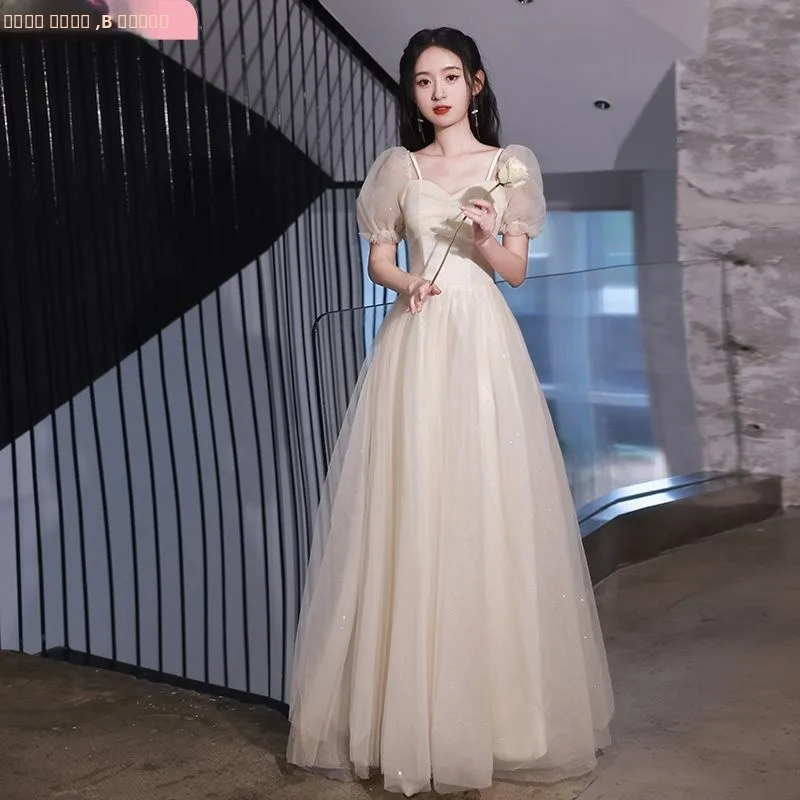 

Вечернее платье цвета шампань для подружек невесты, новинка 2024 года, элегантное, приталенное, больших размеров, для выступлений, для взрослых женщин