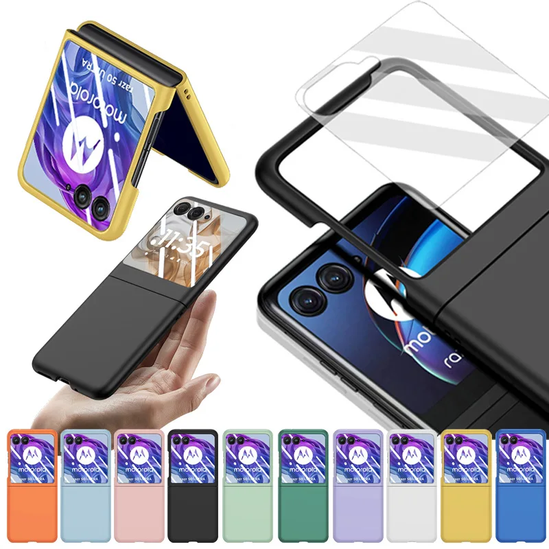 

For Motorola Razr 60 50 40 Ultra Phone Case Skinny Frosted Case With Film Simple Color With Hd Tempered Film Shockproof Cover