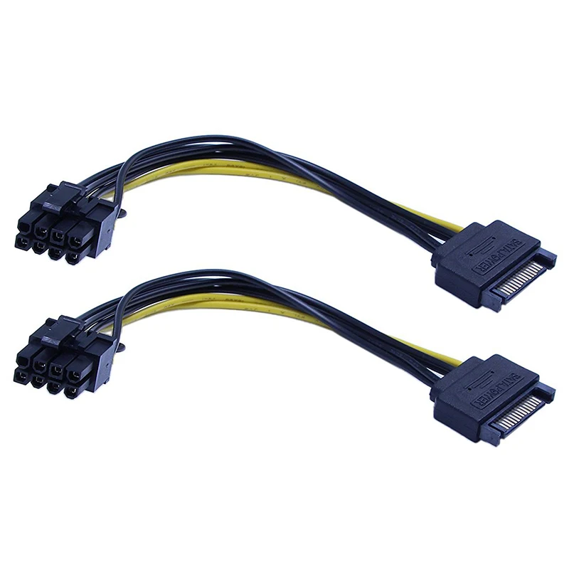 10 PCS New 15Pin SATA Male To 8Pin(6+2) PCI-E Power Supply Cable 20Cm SATA Cable 15-Pin To 8 Pin Cable 18AWG Wire