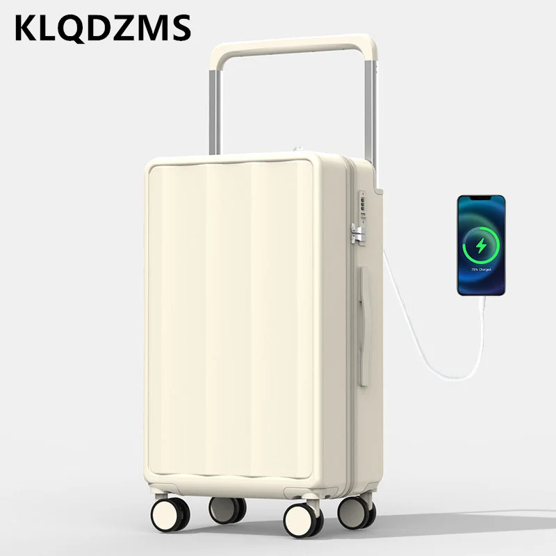 KLQDZMS 20"24"26" Inch ABS + PC Suitcase Student Boarding Box USB Charging Trolley Case Strong and Durable Carry-on Luggage