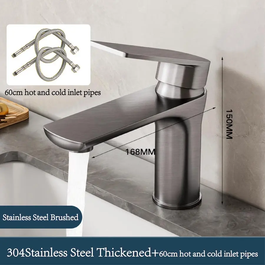 Stainless Steel Bathroom Faucet Set Cold And Hot Water Basin Faucet Single Lever Kitchen Faucet Bathroom Accessories With Hose