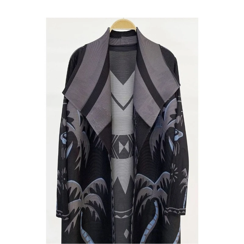 Miyake Naher Osten, Dubai, Abaya, elegante, lockere Strickjacke, plissiert, bedruckt, große Robe, würdevoll, konservativ, Damen, 57,6 cm