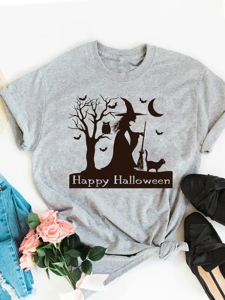 

Fall Autumn O-neck Clothing Halloween Thanksgiving With Funny Trend Cute Women T Shirt Print Top Style Graphic Tee T-shirt