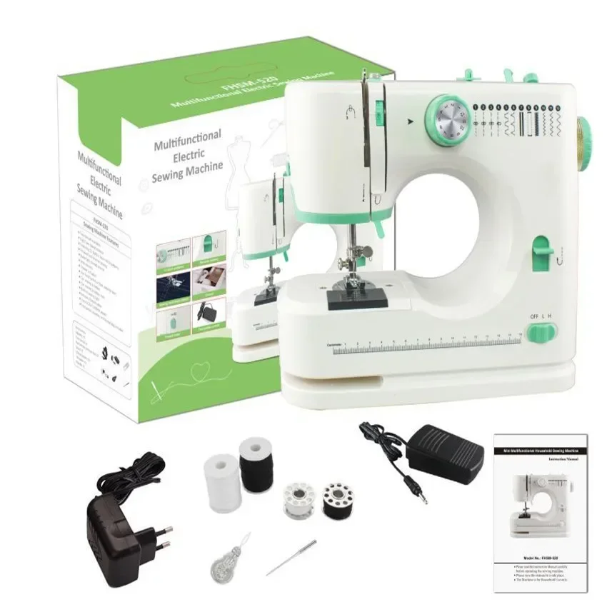 520 Dual-Needle Dual-Thread Sewing Machine with 12 Stitch Patterns,Buttonhole and Buckle Functions,Household Dress Maker Machine