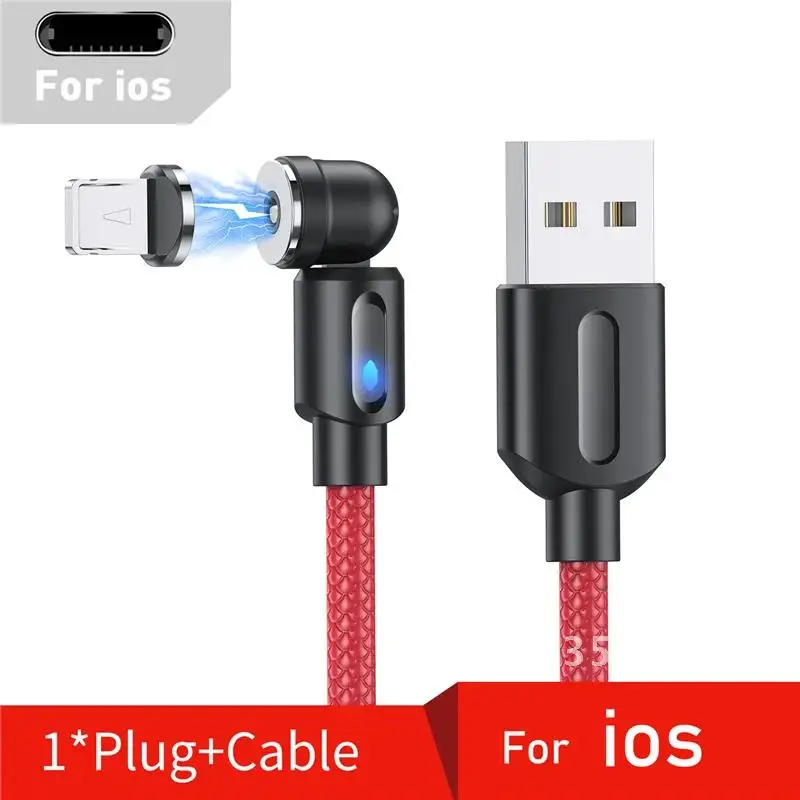 USLION 540 Degree Magnetic Cable Micro USB Type C Phone Cable For iPhone 12 11 Pro Samsung Xiaomi USB Wire Cord Cable Roating