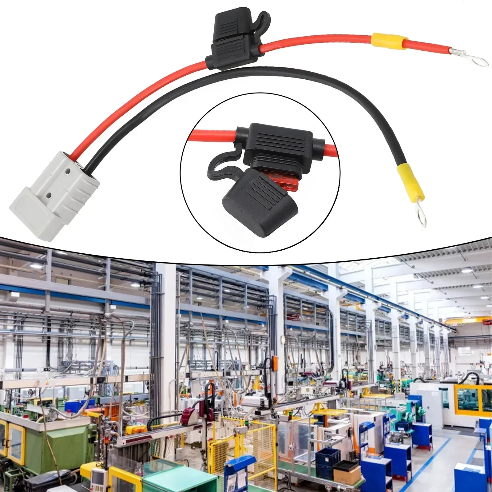 10AWG 50Amp Plug Extension Cable Plug To Lug M8 Terminal Battery Charging Connector Cable Kit Rechargeable Battery Applications