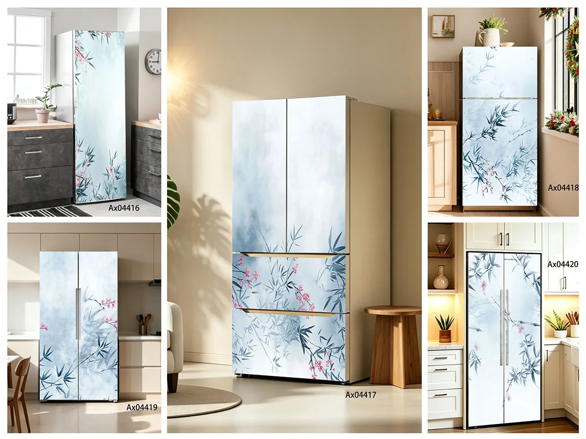 Minimalist Pastel Misty Oriental Ink Art Fridge Wrap Stickers Waterproof Aesthetic Vinyl Sticker