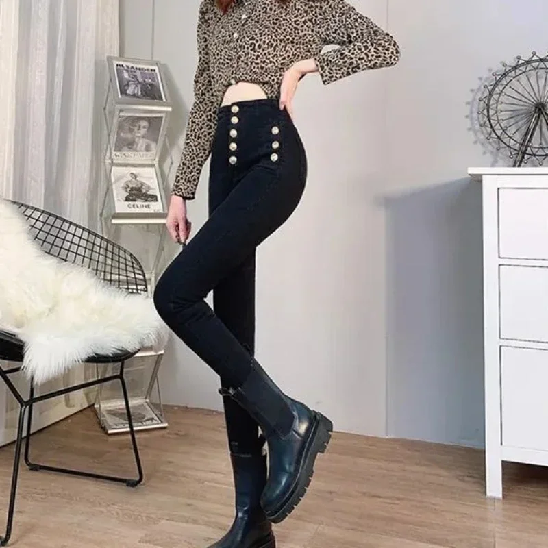 Pants for Woman Slim Fit Skinny Black Women's Jeans High Waist Shot Blue Trousers Z Basics Chic and Elegant Xxl Baggy New in R A