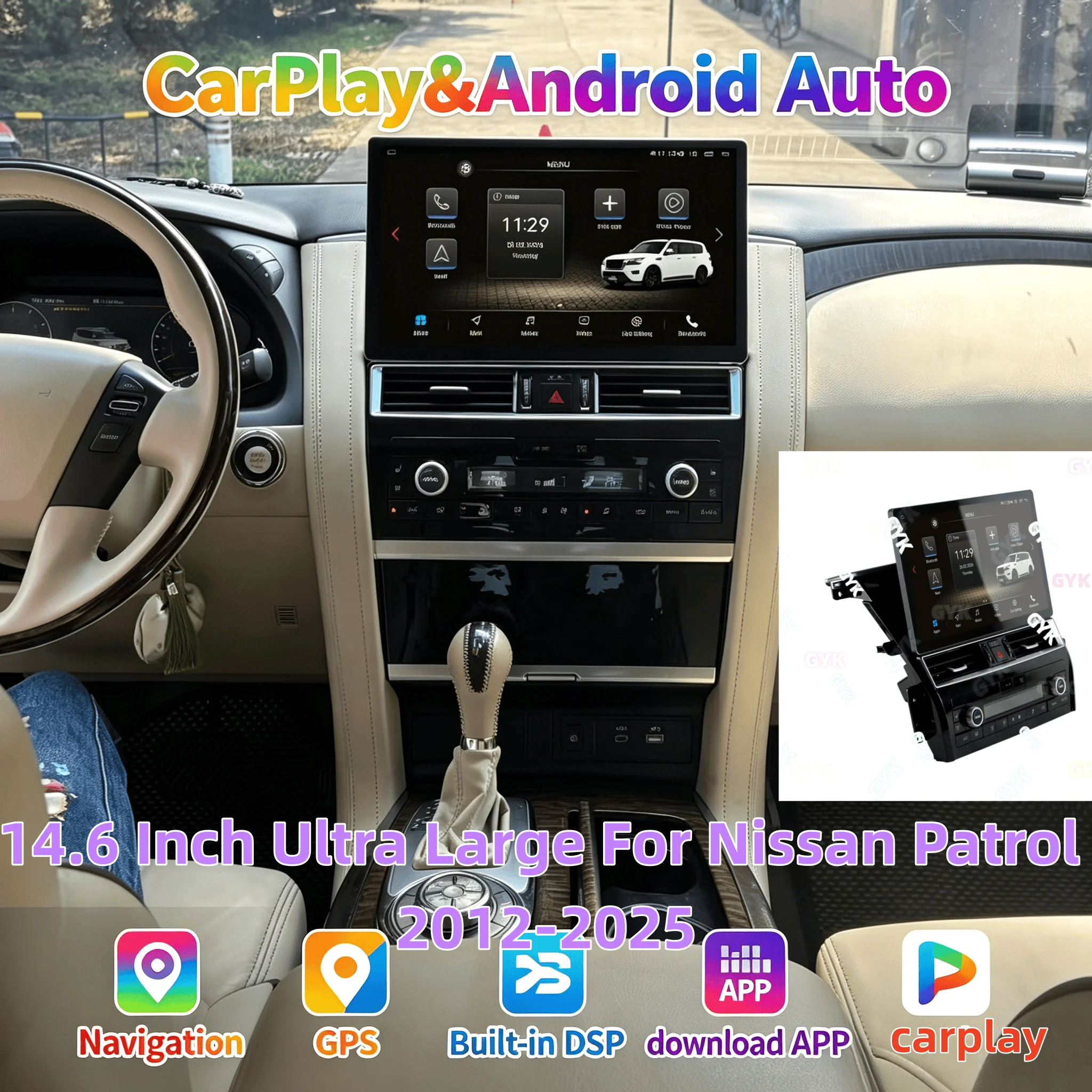 14.6 Inch Ultra Large Wireless CarPlay For Nissan Patrol 2012-2025 Android Car Radio  Multimedia GPS DSP Navi Stereo Head unit 4