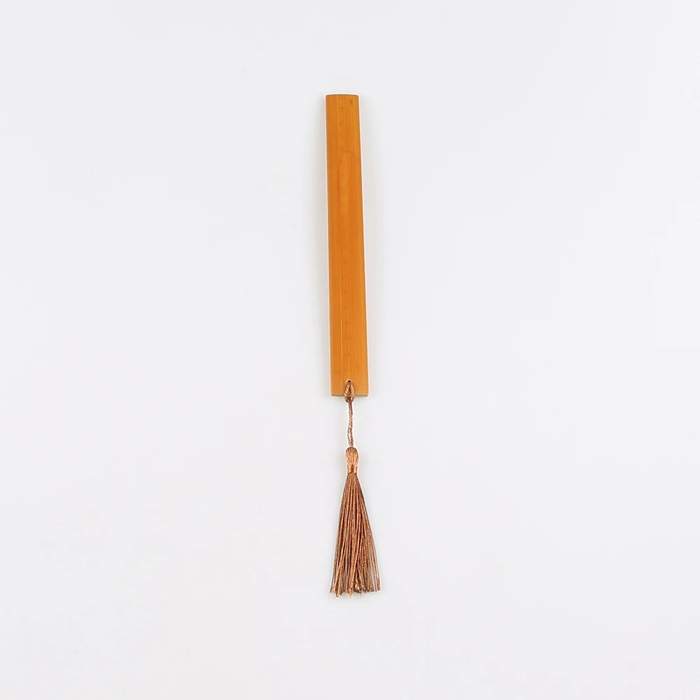 20cm 8inch Dual Scale Multi-Functional Natural Bamboo Ruler Bookmark with Tassel