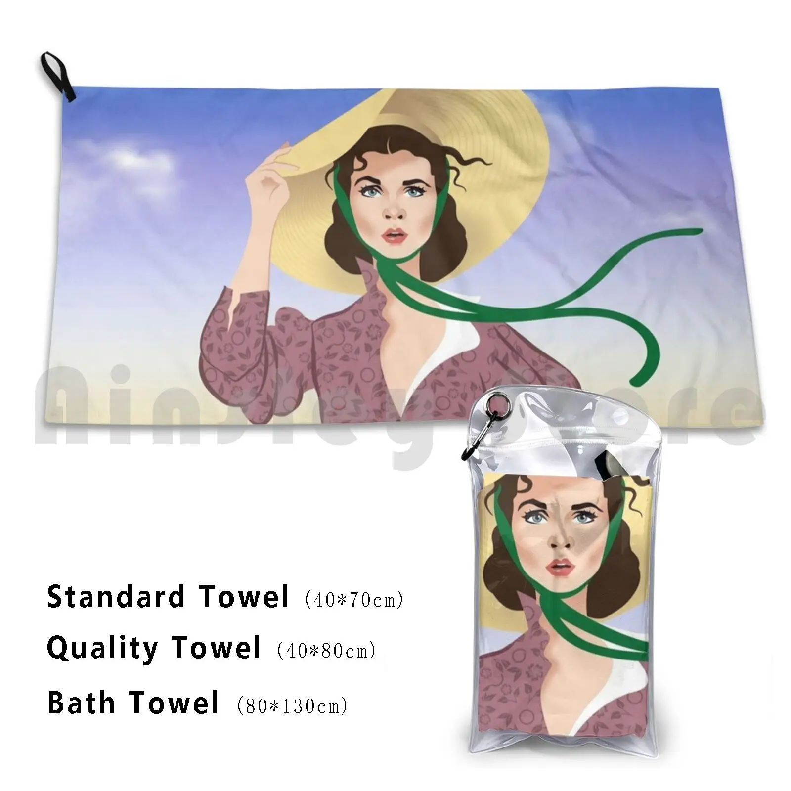 Toalha de banho personalizada Old South Vivien Leigh Scarlett Ohara Gone With The Wind Epic Old Hollywood Classic