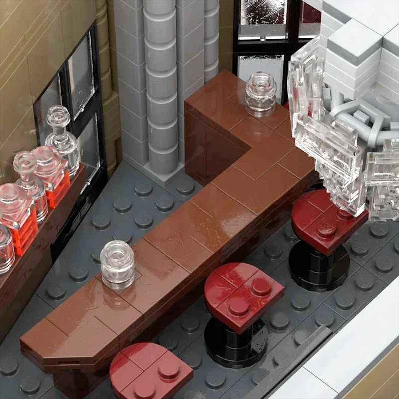 Tijolos técnicos moc cidade vista de rua modelo continental hotel blocos de construção modulares presente brinquedos para crianças conjuntos diy montagem