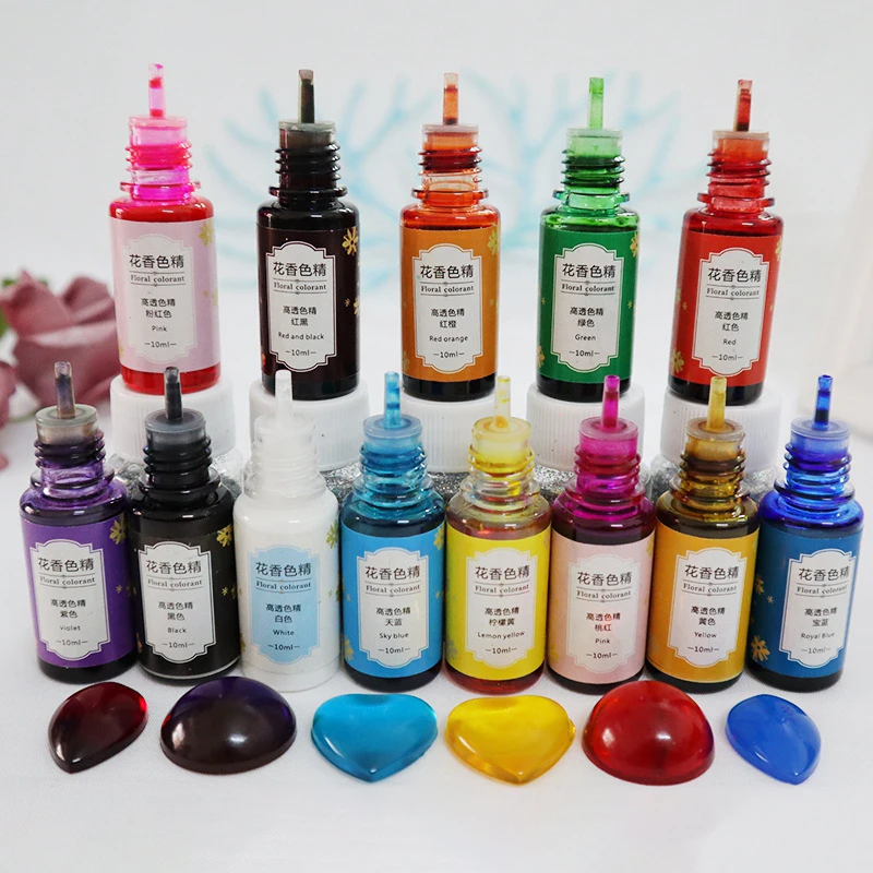 12 Color 10ml Floral Fragrance Dye Pigment Color Essence DIY Aromatherapy Candle Gypsum Epoxy Resin Pigment Liquid Colorant Dye