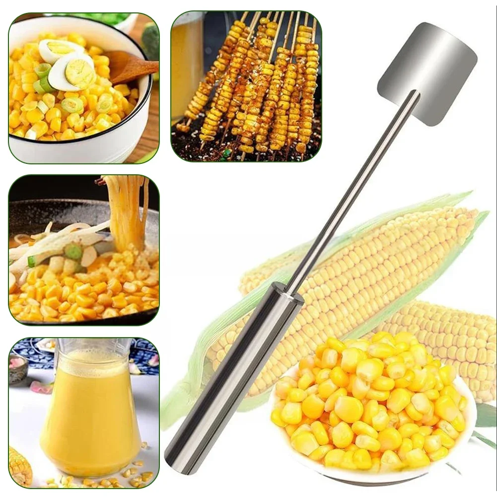 Corn Planer Stainless Steel Corns Thresher Peelers Corn Cob Stripper Cutter with Ergonomic Handle Kitchen Gadgets for Home BBQ