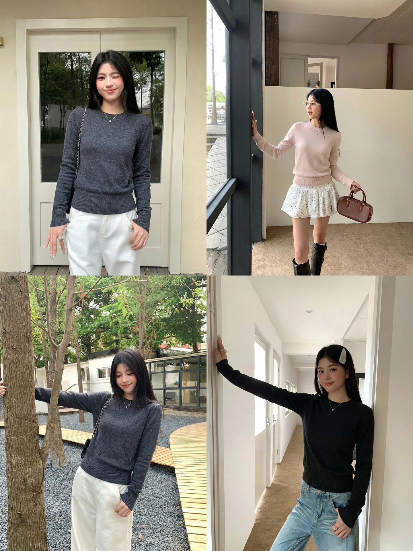 

Розовый круглый вязаный свитер для женщин, зимний, приталенный, с утягивающим эффектом на талии, базовый слой, топ до плеч