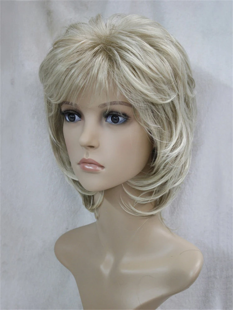 

Short Soft Shaggy Layered Blonde Swept Bangs Full Synthetic Wig Natural Wave Women's Wigs COLOUR CHOICES