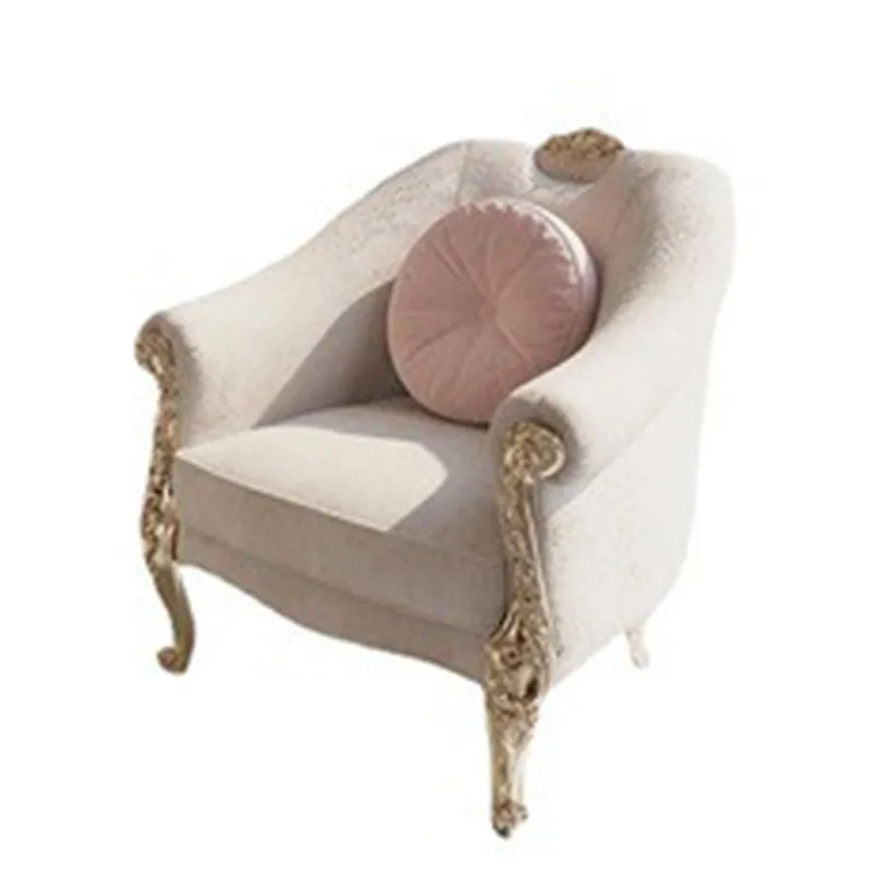 French court style, solid wood carving flowers, three-person fabric sofa, golden retro living room furniture combination