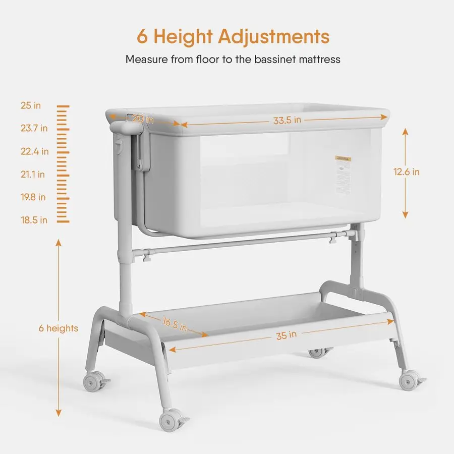 سرير أطفال، سرير هزاز، سرير بجانب السرير للطفل، سرير ثابت وآمن بجانب السرير للرضع حديثي الولادة، 6 #5