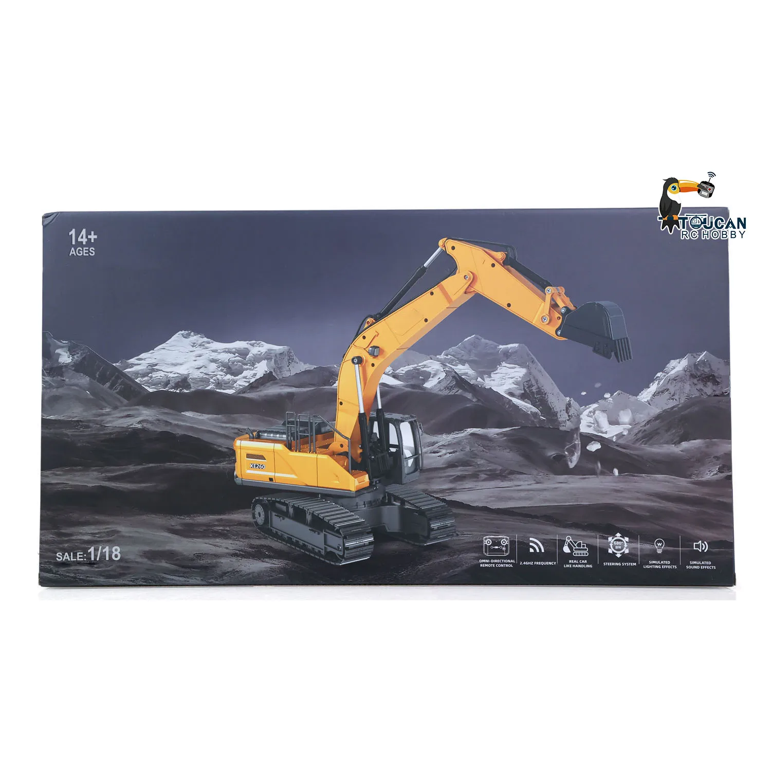 XE1260 1/18 HUINA Elektrischer RC-Bagger Ferngesteuerter Bagger RTR 300-Grad-Rotation Modell Metallschaufel Licht- und Soundeffekte Fahrzeug Auto – Detail 10